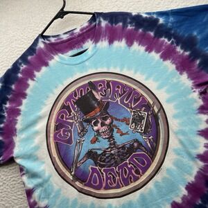 Liquid Blue Grateful Dead T-Shirt Mens XL Queen Of Spades Tie-Dye Skeleton Cards